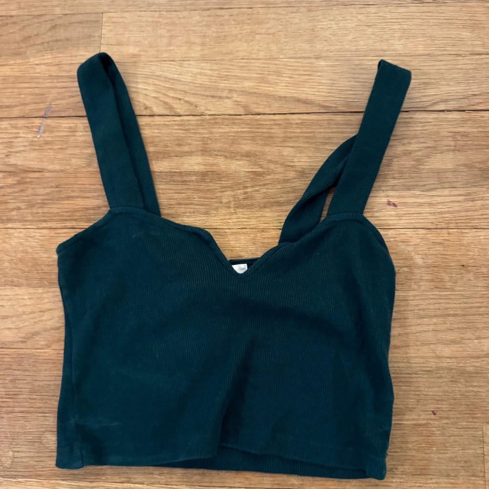 Lime Blue green tank top crop shirt top size small S
 b62